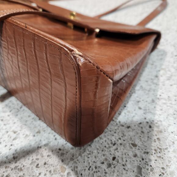 Vintage Etienne Aigner Croc Embossed Satchel Purse Bag - Picture 10 of 16